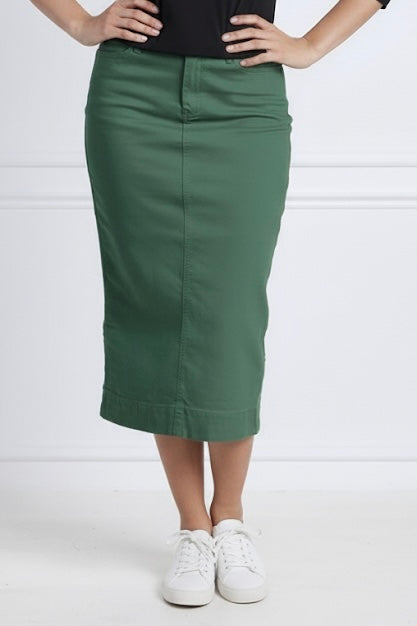 Elana Midi Color Denim in Sage